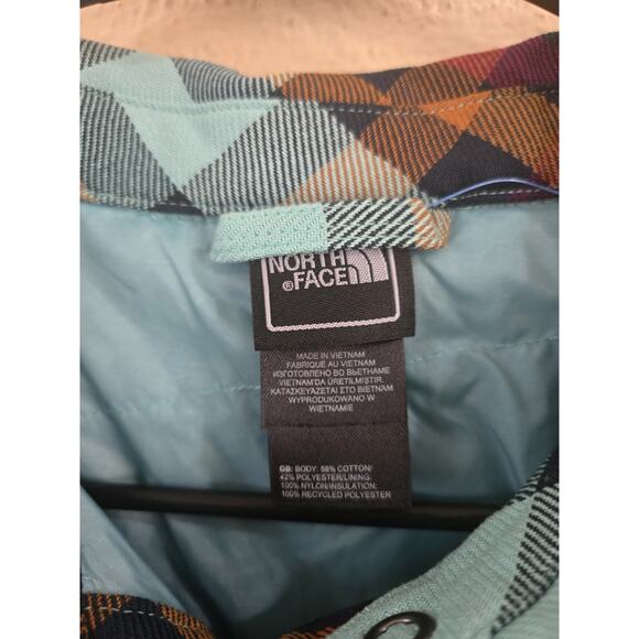 The North Face Logo Colorful Jacket, Blue Orange Purple Plaid Women's Size Small - Picture 3 of 8